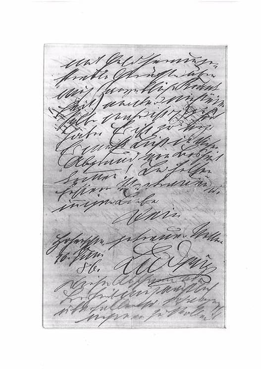 Ausschnitt des letzten Briefes von König Ludwig II